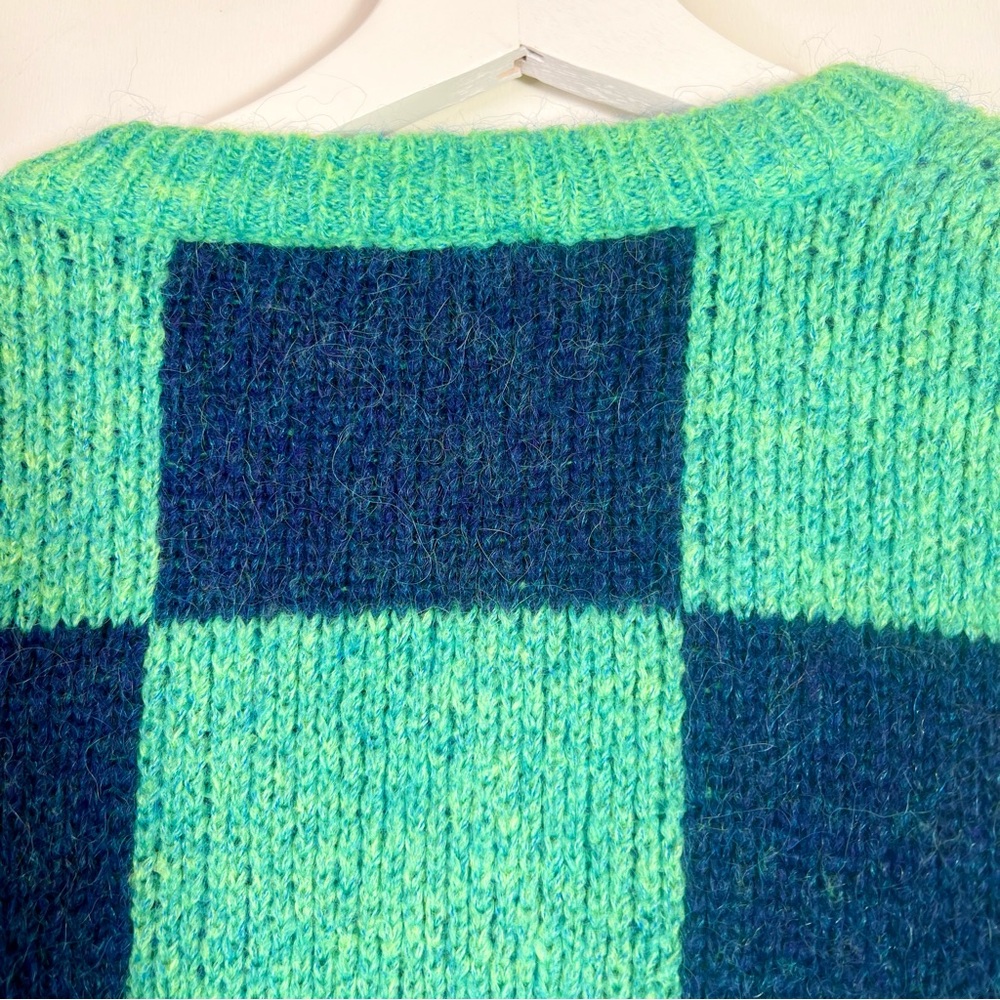 STINE GOYA Amara Cardigan Green Navy Checkered Size Medium - Picture 9 of 13
